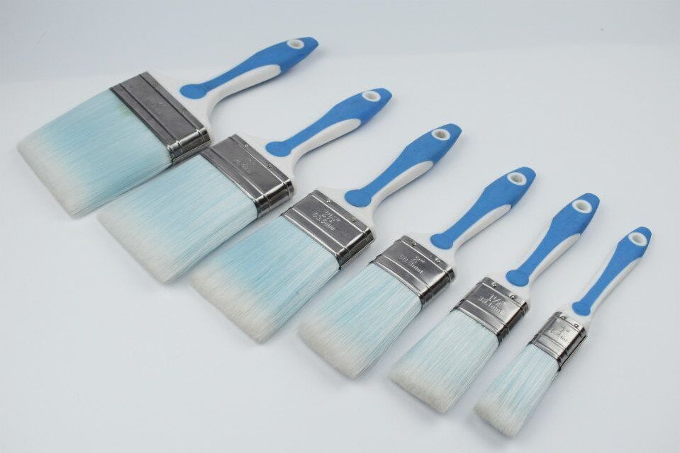 Tapered filaments paint brush rubber handle with competitive price manufacturer