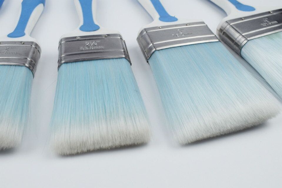 Tapered filaments paint brush rubber handle with competitive price manufacturer