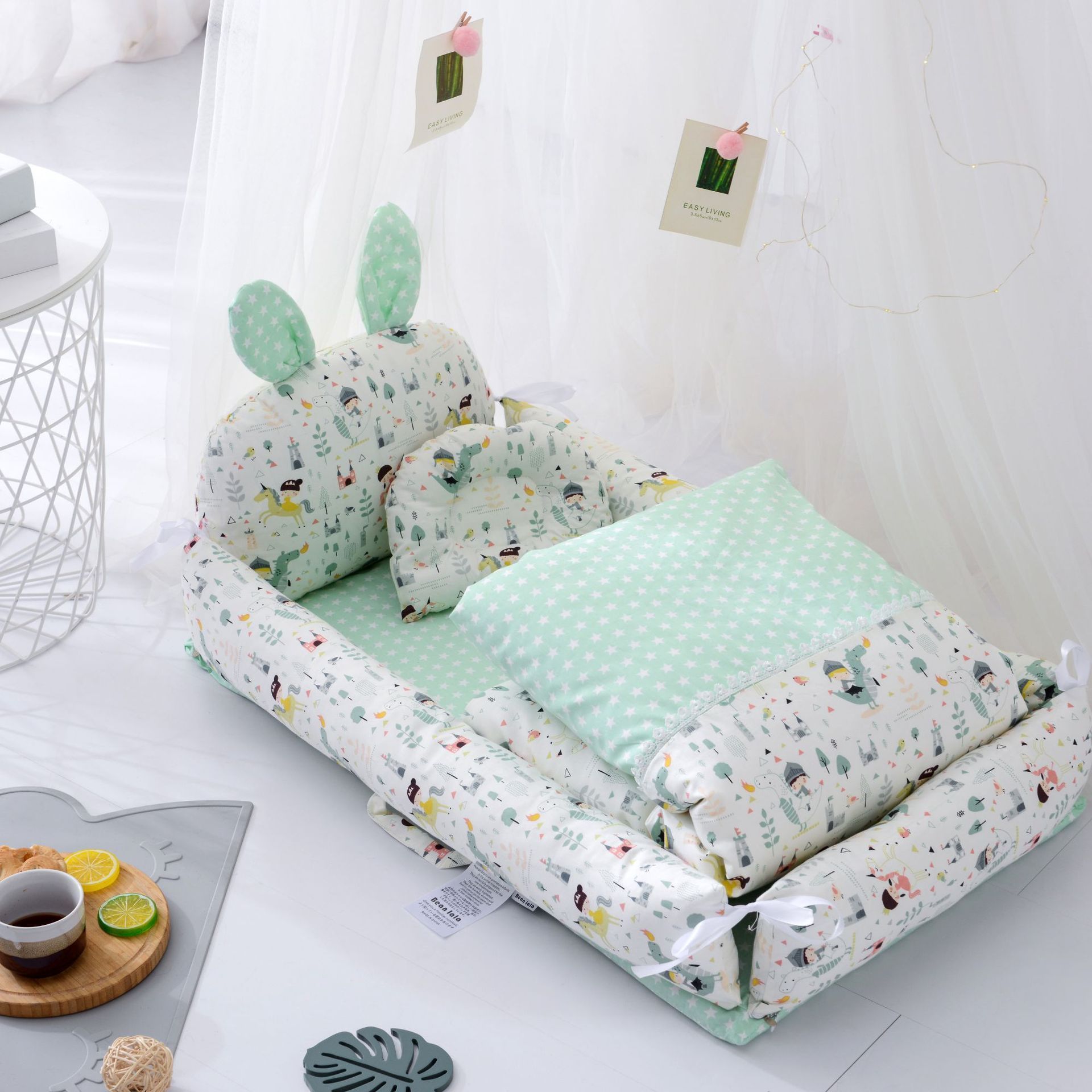 Foldable crib full set hanging on musical mobile bedding sets baby crib baby nest knot crib for girls baby boy