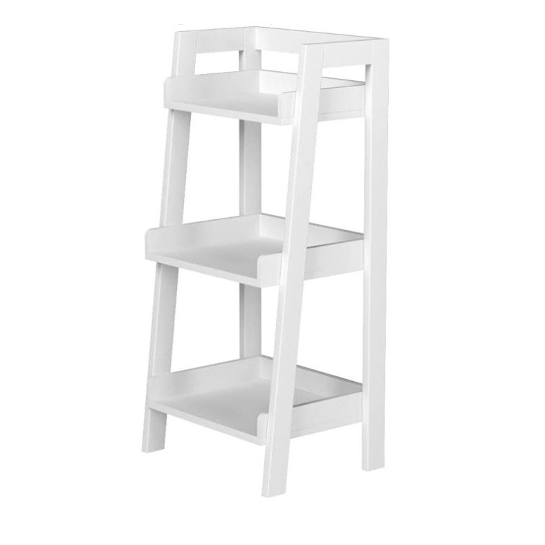 Modern 3-Tier Ladder Shelf Bathroom Shelf Freestanding Spacesaver Open Wood Shelving Unit white Ladder Shelf