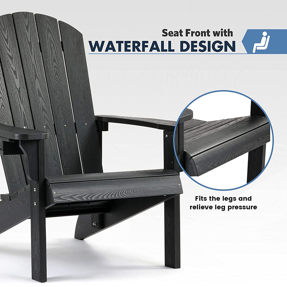 Weather Resistant Outdoor Fire Pit Chair Patio Chair Composite Adirondack Chairs with Cup Holder  for Lawn, Campfire