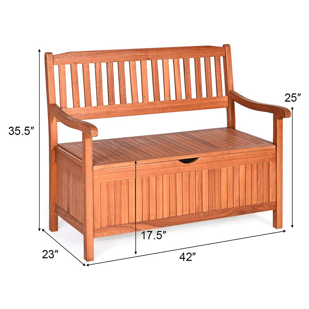 Wooden Outdoor Storage Bench Large Deck Box, Entryway Storage Bench for Patio Garden Balcony Yard