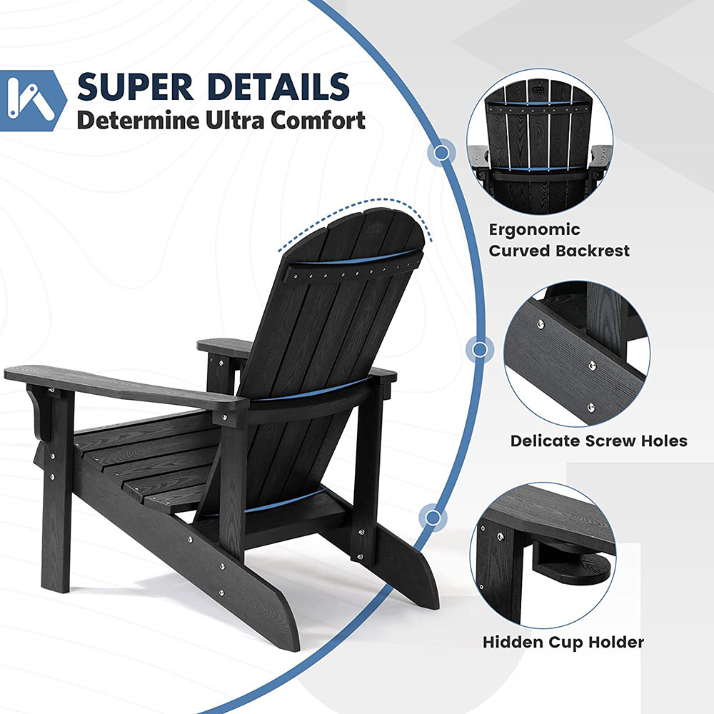 Weather Resistant Outdoor Fire Pit Chair Patio Chair Composite Adirondack Chairs with Cup Holder  for Lawn, Campfire