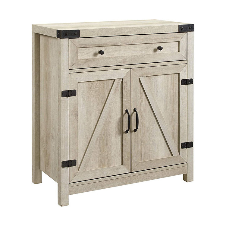 Modern Farmhouse Buffet Entryway Bar Dining Kitchen Storage Cabinet with 2 Barn Door Accent