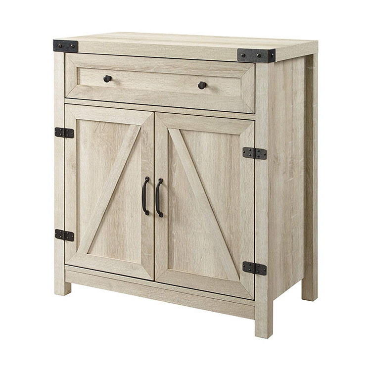 Modern Farmhouse Buffet Entryway Bar Dining Kitchen Storage Cabinet with 2 Barn Door Accent