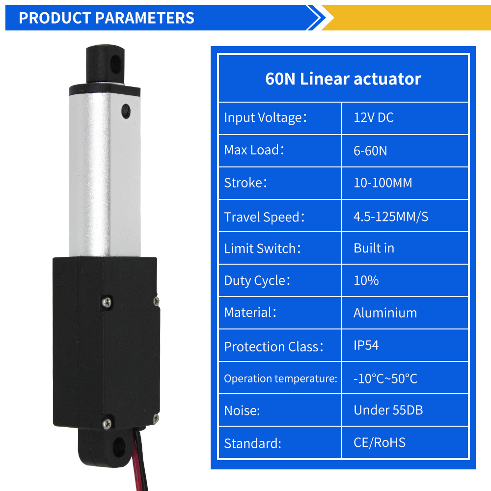 Liner Actuator 50mm 5v 12v 30mm 100mm Stroke 60N Waterproof High Speed Linear Actuator Mini Resonance Precision Linear Actuator