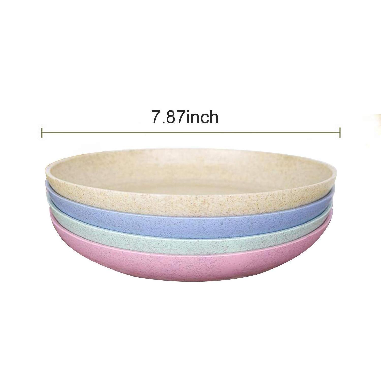 4pcs Lightweight Unbreakable Plates Sets Wheat Straw Dinnerware Sets