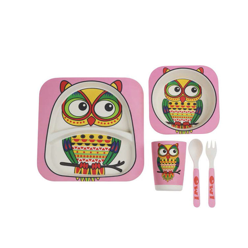 Chinese Eco-Friendly Cartoon Recyclable Bamboo Fiber Tableware set