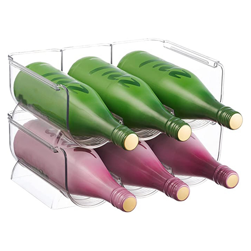 Plastic Stackable Water Bottle Holders Kitchen Wine and Water Bottle Organizer Stand for Home Countertop Cabinet Organization