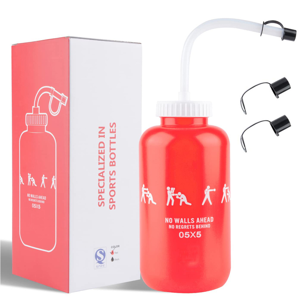 Hockey Lacrosse Water Bottle With Long Straw and Spray