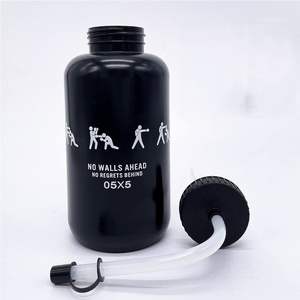 Hockey Lacrosse Water Bottle With Long Straw and Spray