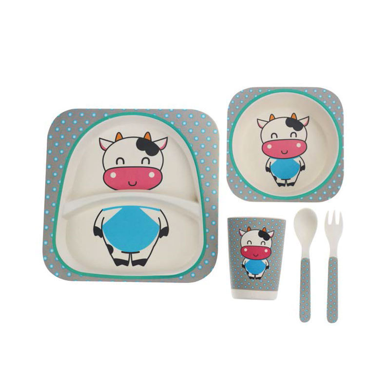 Chinese Eco-Friendly Cartoon Recyclable Bamboo Fiber Tableware set