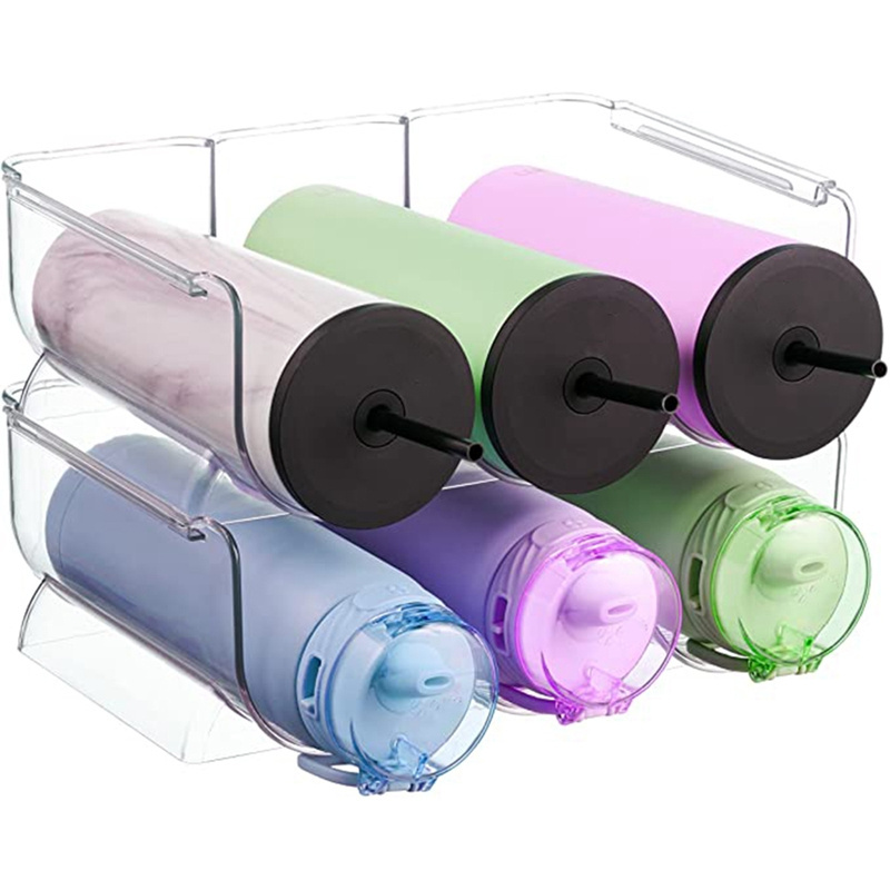 Plastic Stackable Water Bottle Holders Kitchen Wine and Water Bottle Organizer Stand for Home Countertop Cabinet Organization