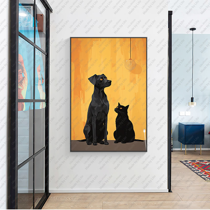 High Quality Prints Modern Wall Art Canvas For Living Room Lovely Dog Pictures Decor Qute Animal Forest Painting