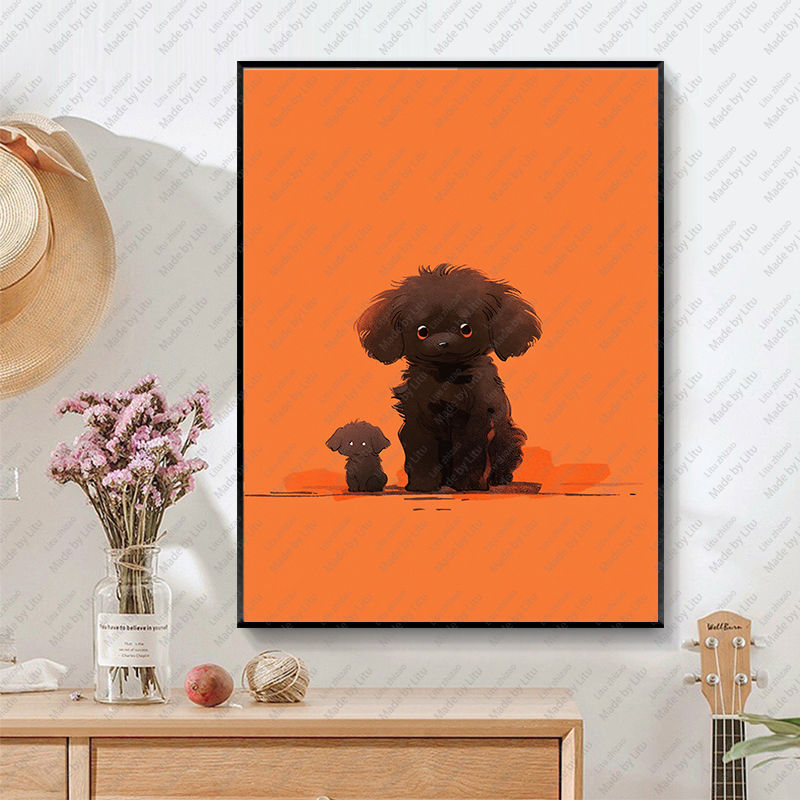 High Quality Prints Modern Wall Art Canvas For Living Room Lovely Dog Pictures Decor Qute Animal Forest Painting