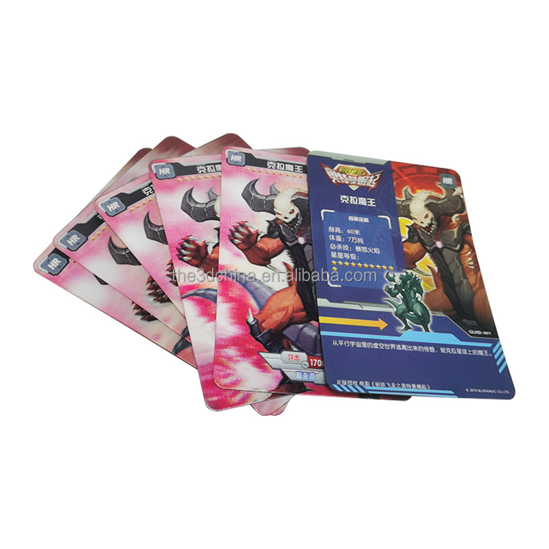 Kids toys 3d Japanese pokemond playing cards Lenticular sheet printing 3d cards