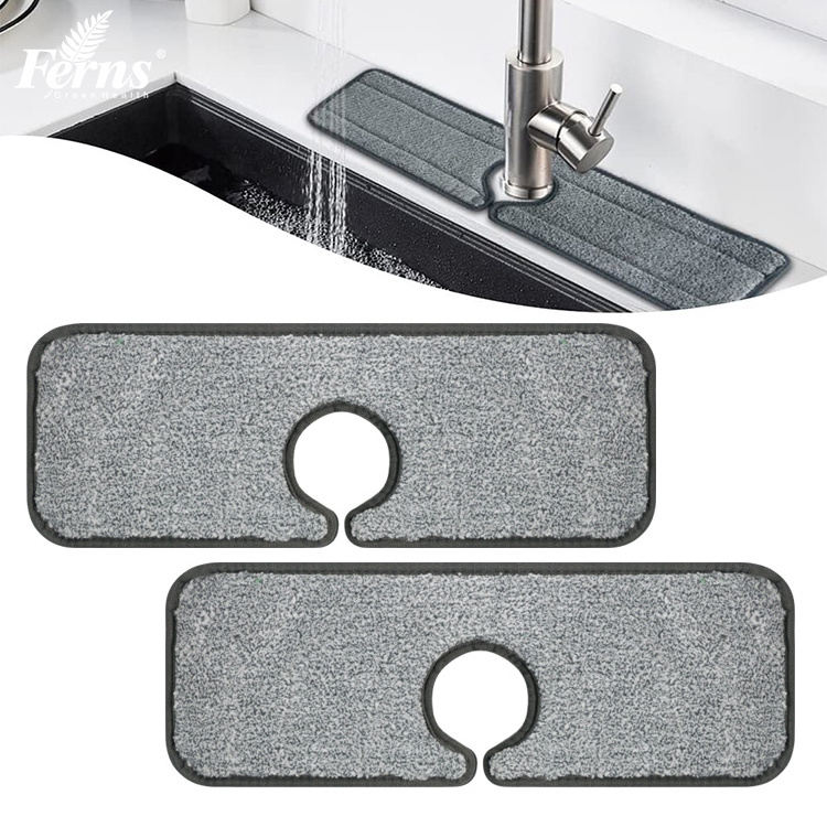 2022 Ferns Kitchen Faucet Absorbent Mat Sink Splash Microfiber Faucet Mat for Kitchen Bathroom