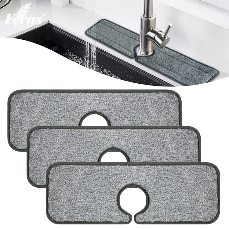 2022 Ferns Kitchen Faucet Absorbent Mat Sink Splash Microfiber Faucet Mat for Kitchen Bathroom