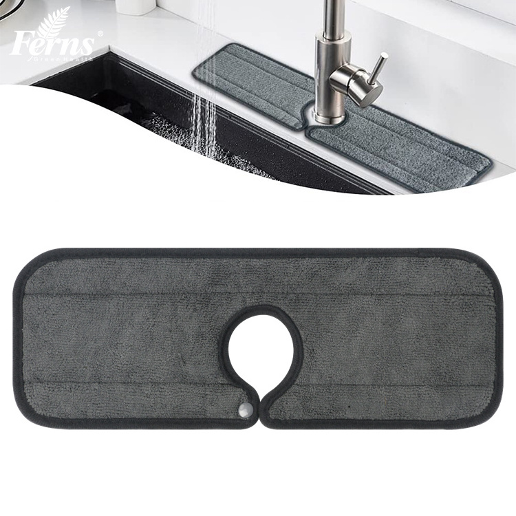 2022 Ferns Kitchen Faucet Absorbent Mat Sink Splash Microfiber Faucet Mat for Kitchen Bathroom