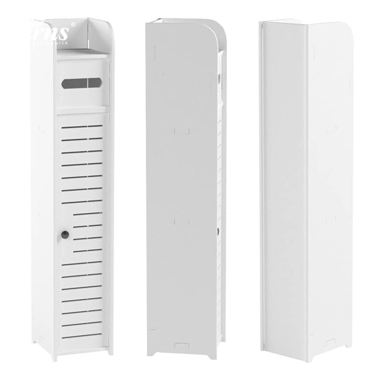 Saving space thin toilet vanity cabinet organizer plastic white bathroom storage cabinet bathroom storage rack