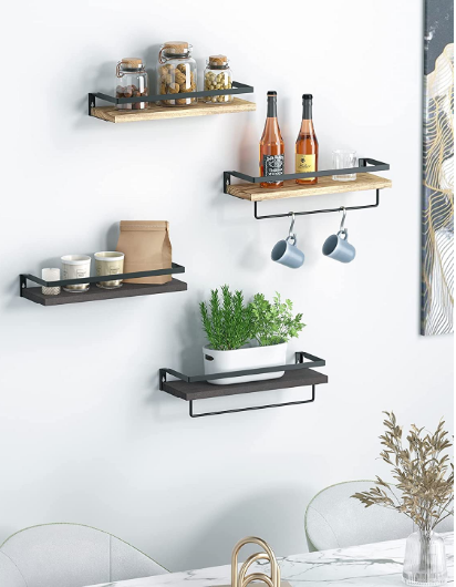 Floating Shelves Bathroom Shelf Wall Shelves for Bathroom Living Room Kitchen Bedroom Brown Shelve Storage Organizer