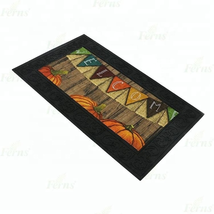 Halloween decoration Polyester fabric Pumpkin Rubber Door mat Carpet