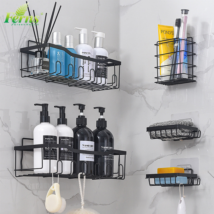 Wall Mounted Shelf Storage Organizer Corner Bathroom Shower Caddy Hanging Black Shower Caddies