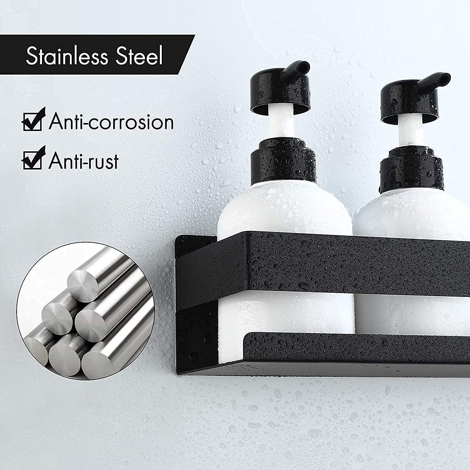 Hot Sales SUS304 Stainless Steel Self Adhesive Shower Storage Bathroom Shelf Shower Caddy for Bathroom Storage