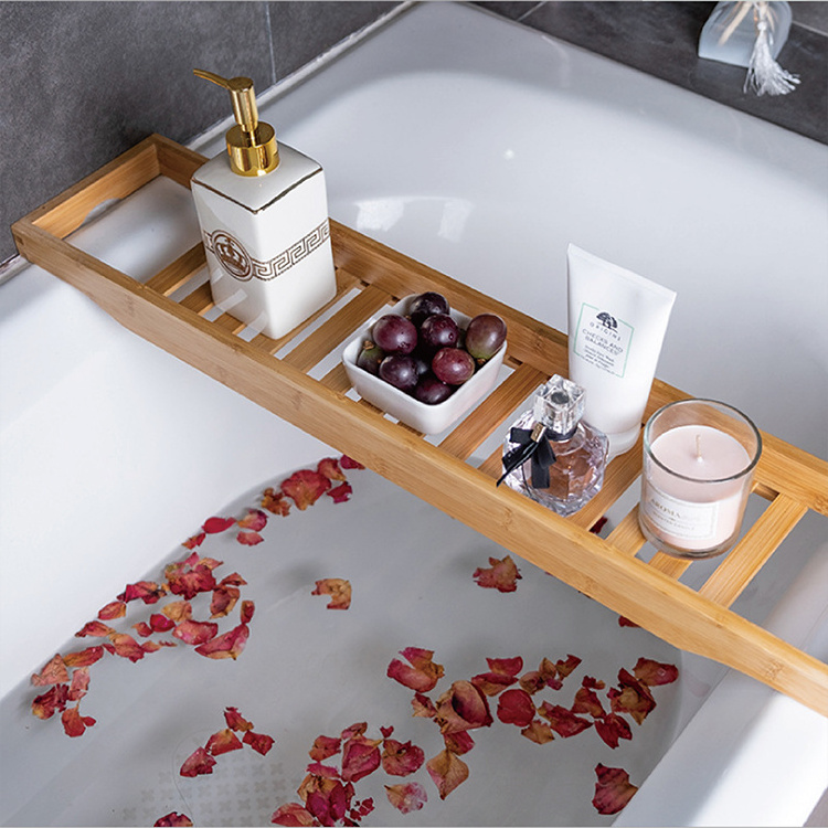 Bath Tray Bamboo Bathtub Tray Rack Caddy Shower Bathtub Shelf