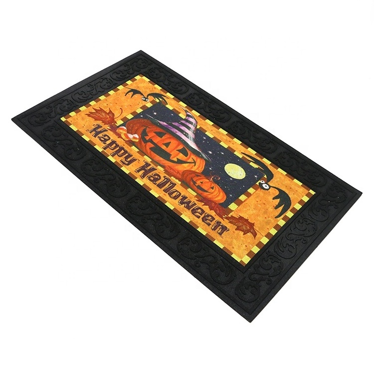 Halloween decoration Polyester fabric Pumpkin Rubber Door mat Carpet