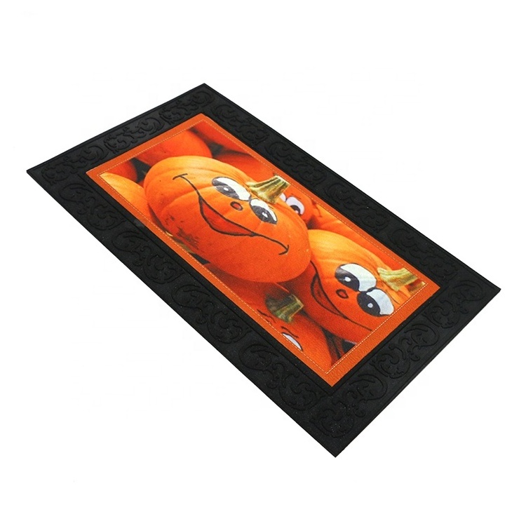 Halloween decoration Polyester fabric Pumpkin Rubber Door mat Carpet