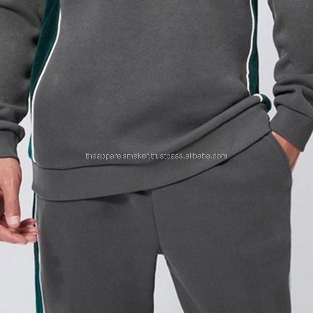 Allied Apparels Tall Sweater Tracksuit With Velour Green And White Panel Sweatshirt Tracksuit