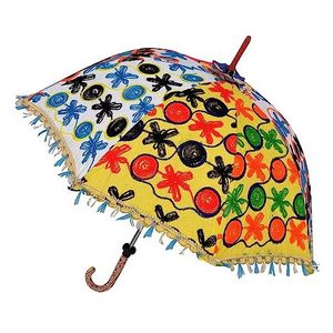 Thread Work Sun Protection Umbrella Cotton Fabric Kantha Patchwork Decorative Parasol Hand Stitch  Indian Umbrella