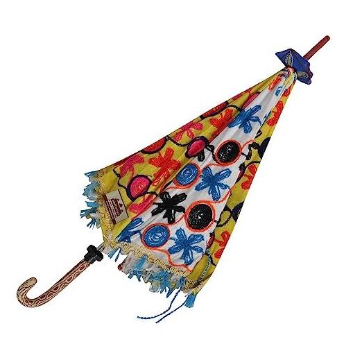 Thread Work Sun Protection Umbrella Cotton Fabric Kantha Patchwork Decorative Parasol Hand Stitch  Indian Umbrella