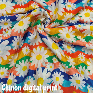 Chinon Digital Print Fabric Flower Printed Fabric Cotton Silk Fabric For Dress Making