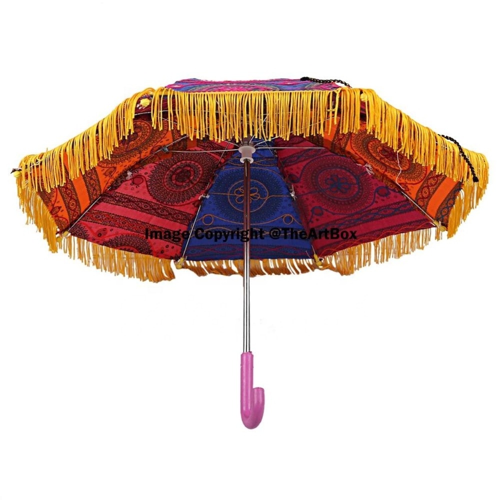 Wholesale Indian Cotton Vintage Umbrella Handmade Banjara Fabric Sun Protected Umbrella