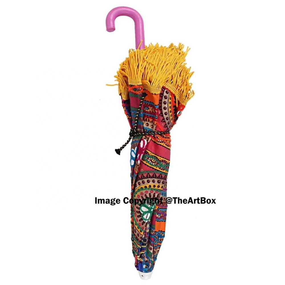 Wholesale Indian Cotton Vintage Umbrella Handmade Banjara Fabric Sun Protected Umbrella