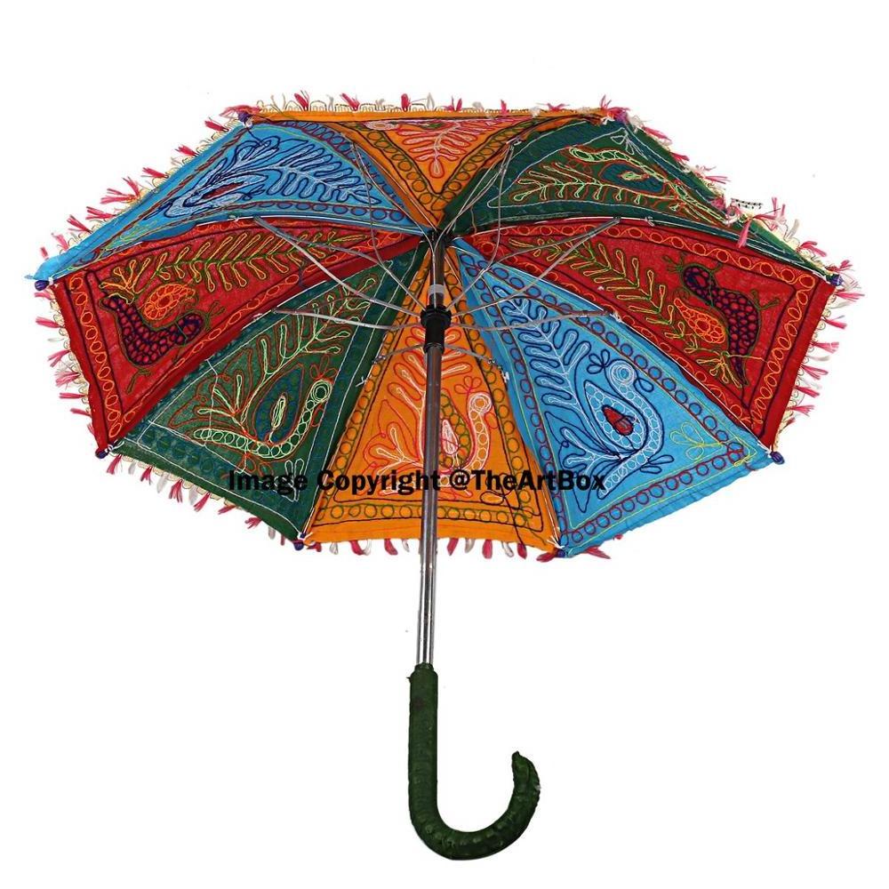 Handicraft Rajasthani Embroidered Umbrella for Party Event Wedding Anniversary Festival Diwali Navratri Decoration Item