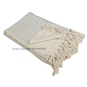 Indian Soft Cotton  Blanket Hand Knitted Winter Warm Comforter Throw AC Blanket Sofa Couch Throw Blanket