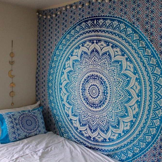 Indian Traditional Mandala Hippie Wall Hanging Cotton Tapestry Hippie Wall Decor Bohemian For Home Decor