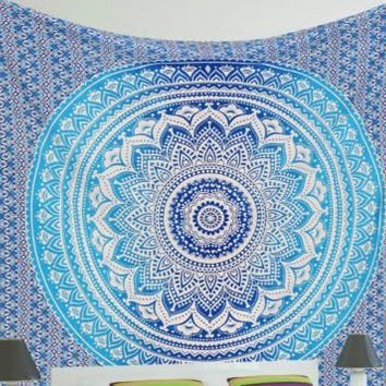 Indian Traditional Mandala Hippie Wall Hanging Cotton Tapestry Hippie Wall Decor Bohemian For Home Decor