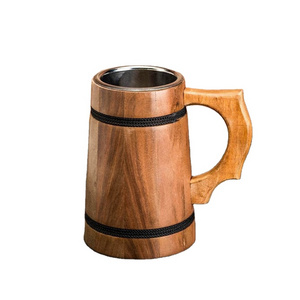 Premium Quality Handgrip Luxury Polished Wooden Mugs for Beer and Beverage Drinking Use from Indian Manufacturer