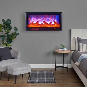 Indoor custom size fire place electric heater inserts led flame faux decoration recessed 2 sided ventless electric fireplace