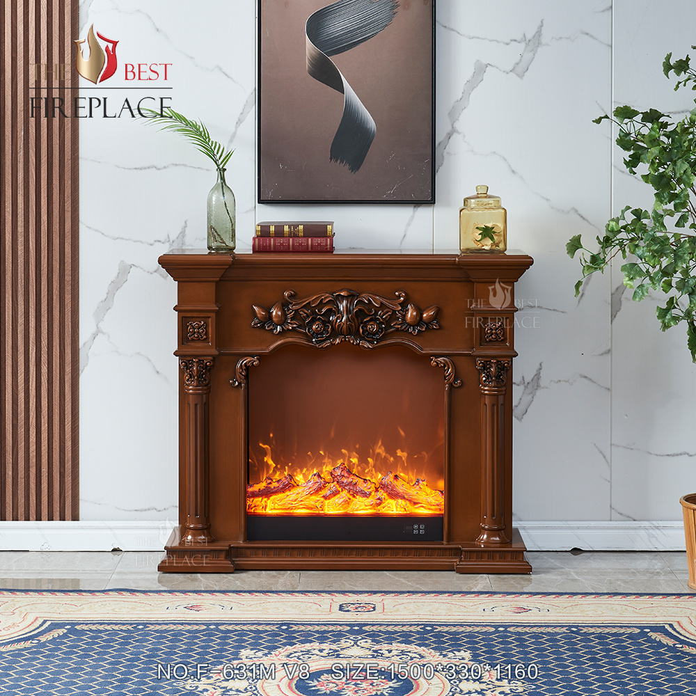 Modern corner heater propane heating indoor remote control stand alone fireplace wooden carved mdf oak mantel electric fireplace