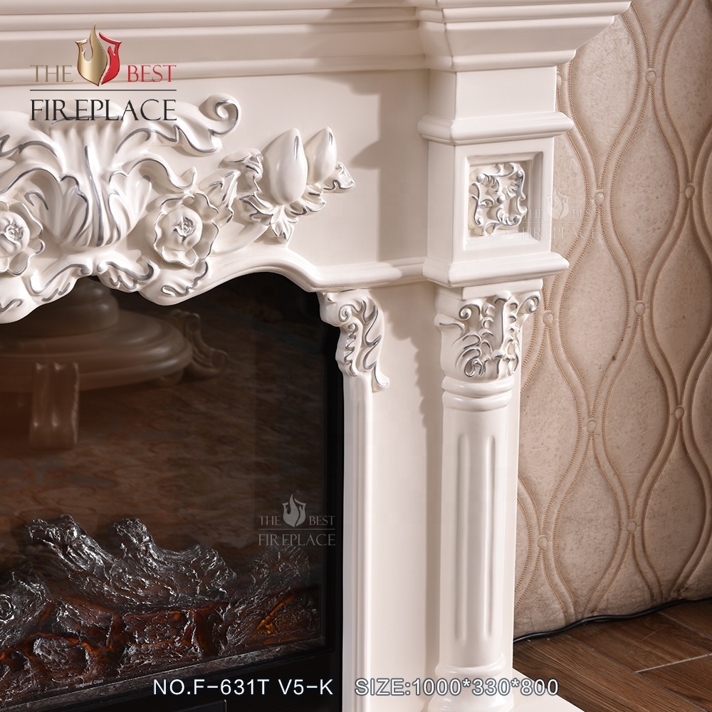 Latest luxury european freestanding master flame mdf mantel tables decorative electric fireplace for office