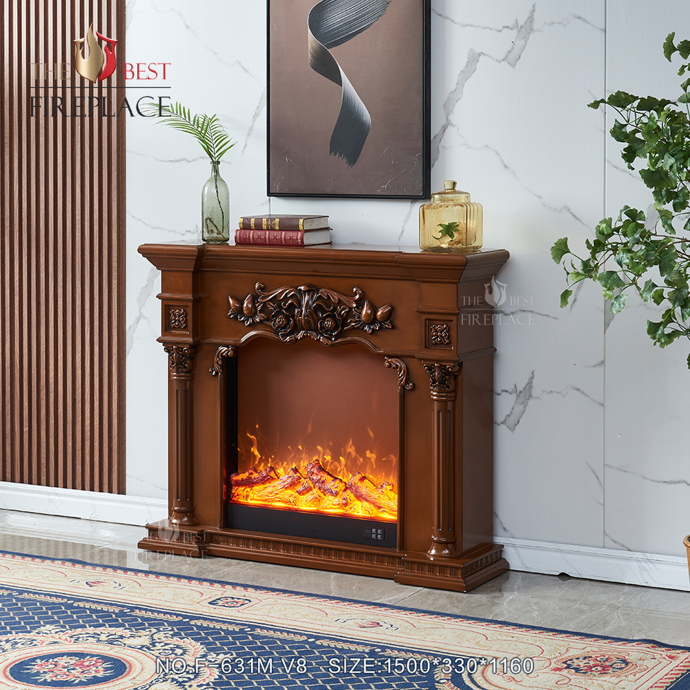 Modern corner heater propane heating indoor remote control stand alone fireplace wooden carved mdf oak mantel electric fireplace