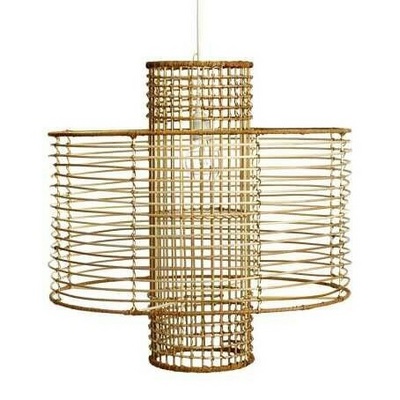 Rustic Boho Pendant Light Hand Woven Hemp Rope Cage Basket Rattan Hanging Lamp Wicker Coastal Retro Light Fixtures