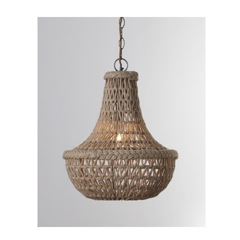 Rustic Boho Pendant Light Hand Woven Hemp Rope Cage Basket Rattan Hanging Lamp Wicker Coastal Retro Light Fixtures