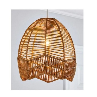 Rustic Boho Pendant Light Hand Woven Hemp Rope  Basket Rattan Hanging Lamp Wicker Coastal Retro Light Fixtures