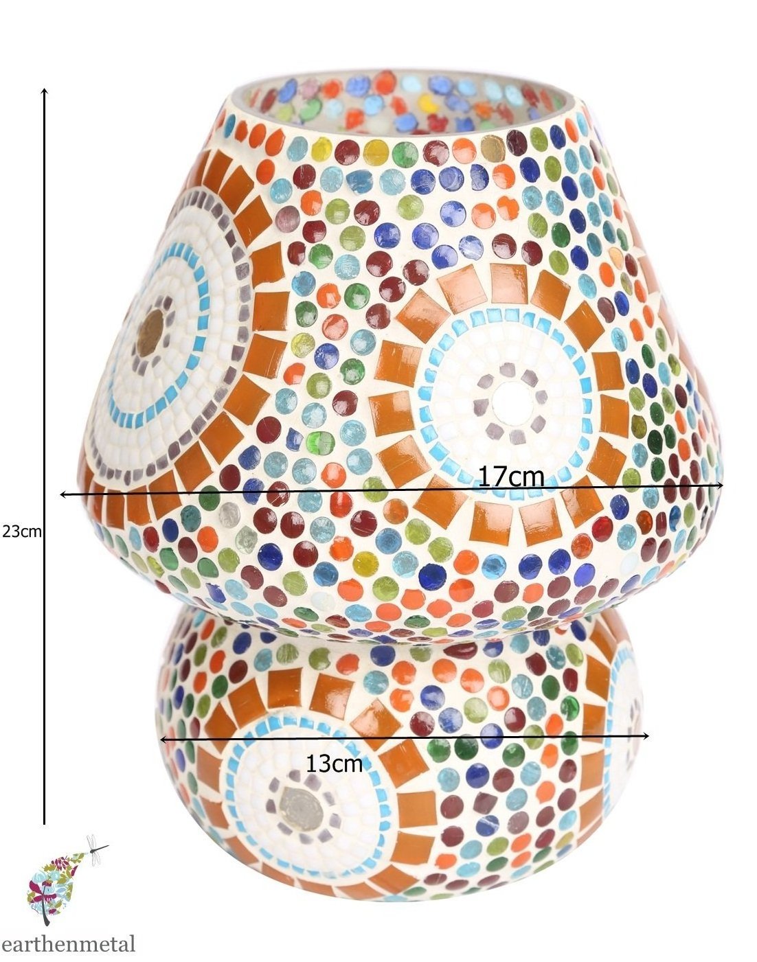 Collectible India Multi colour Mosaic Style Dome shaped Glass Antique Table Lamp Night Lights for Home Living Room Table Lamp